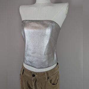 WAYF Strapless Tube Top XS Minimalist Fitted Top Holiday Metallic